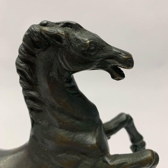 Metal Horse 3D Statue Figurine on Wood Base - Picture 7 of 8